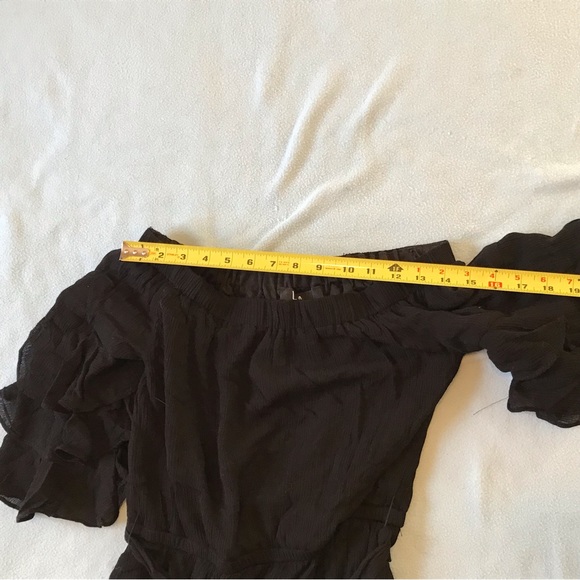 Lulus Off the Shoulder Romantic Ruffled Black Romper - Picture 3 of 9